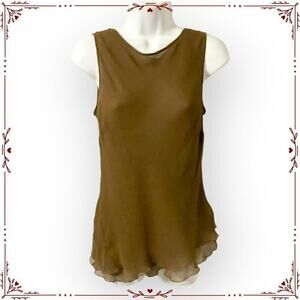 Newport News Women's Size 12 100% Silk Vintage Brown Top